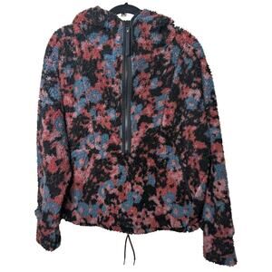 Prana Jacket Womens L Black Fleur Polar Escape Fleece Half Zip Hood